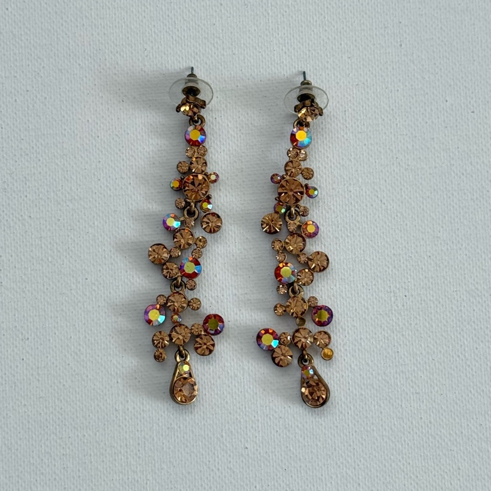 Crystal Drop Dangle Earrings - Gold Tone